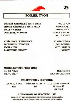 1996 Hippodrome de Montreal #25 Yvon Poirier Back
